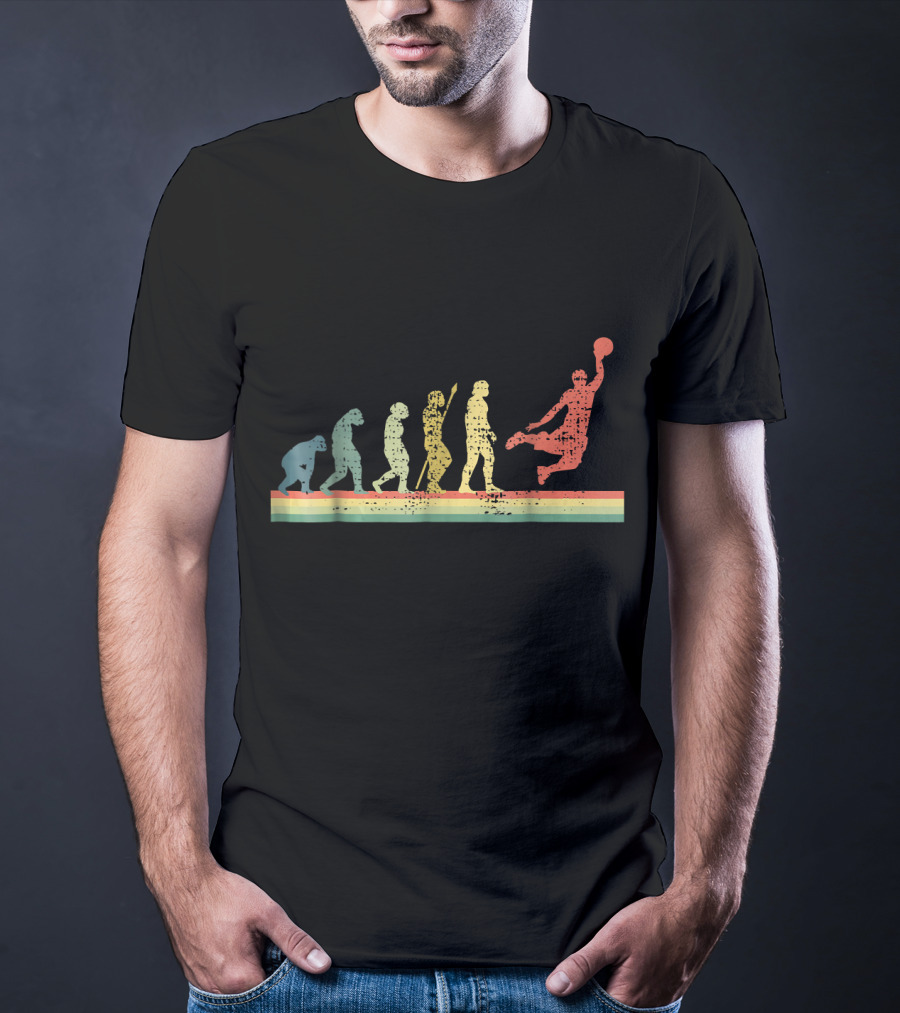 Evolution Of Basketball Player Silhouette Path T-Shirt