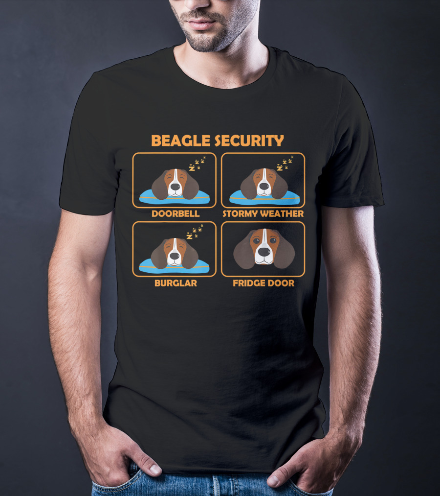Beagle Security Doorbell Stormy Weather Burglar Fridge Door T-Shirt