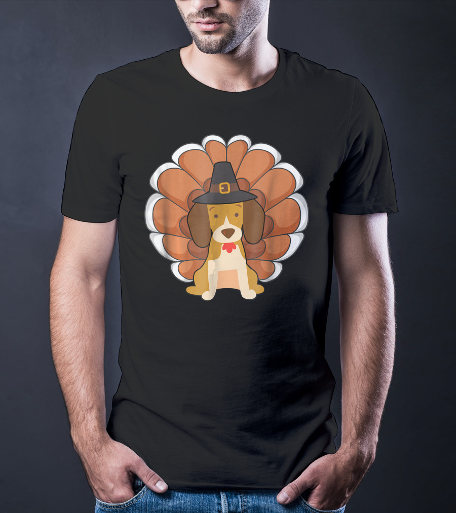 Funny Beagle Turkey Thanksgiving Hat Humor T-Shirt