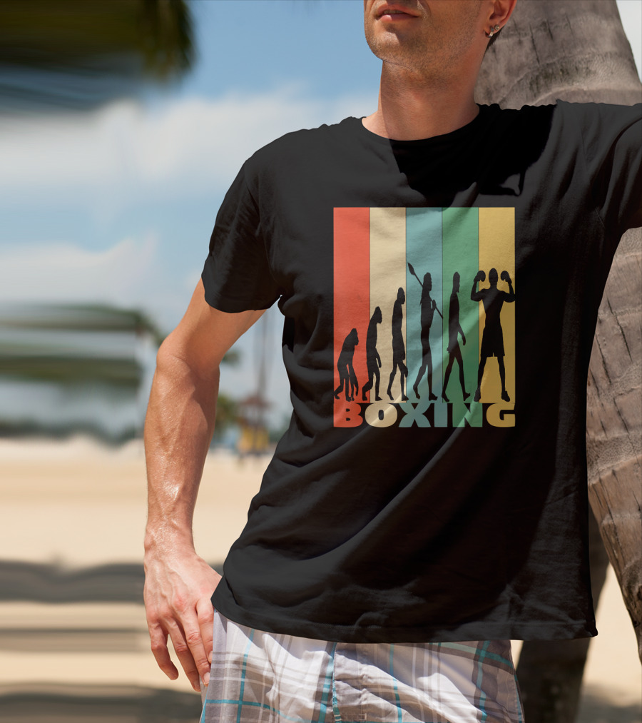 Boxing Evolution Vintage Silhouette Humor T-Shirt