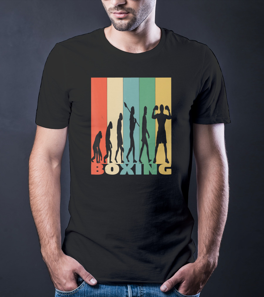 Boxing Evolution Vintage Silhouette Humor T-Shirt