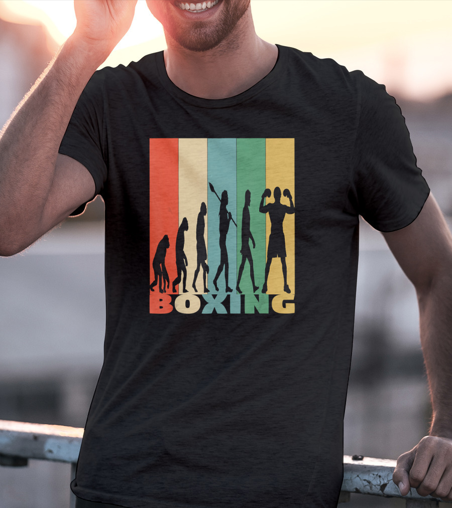 Boxing Evolution Vintage Silhouette Humor T-Shirt