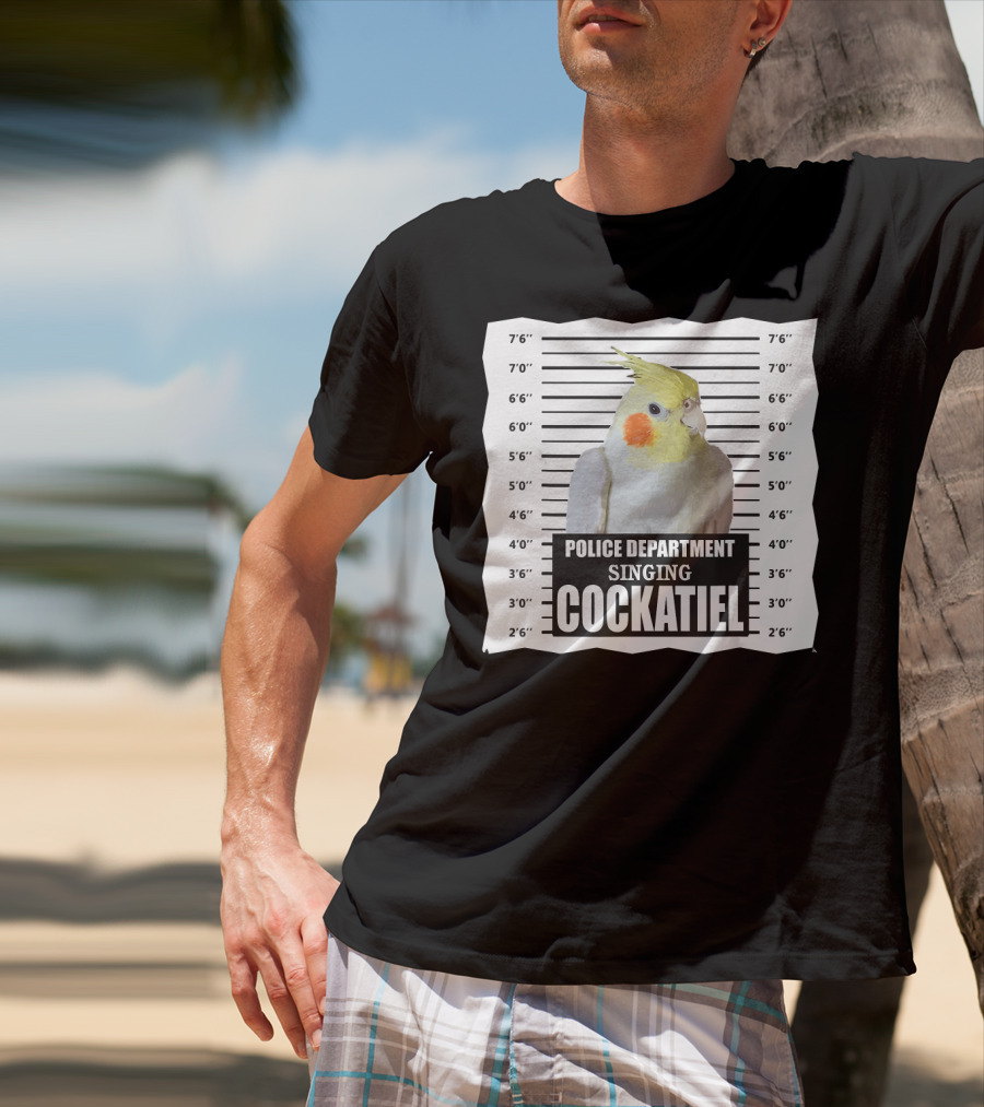 Police Department Singing Cockatiel Mugshot T-Shirt