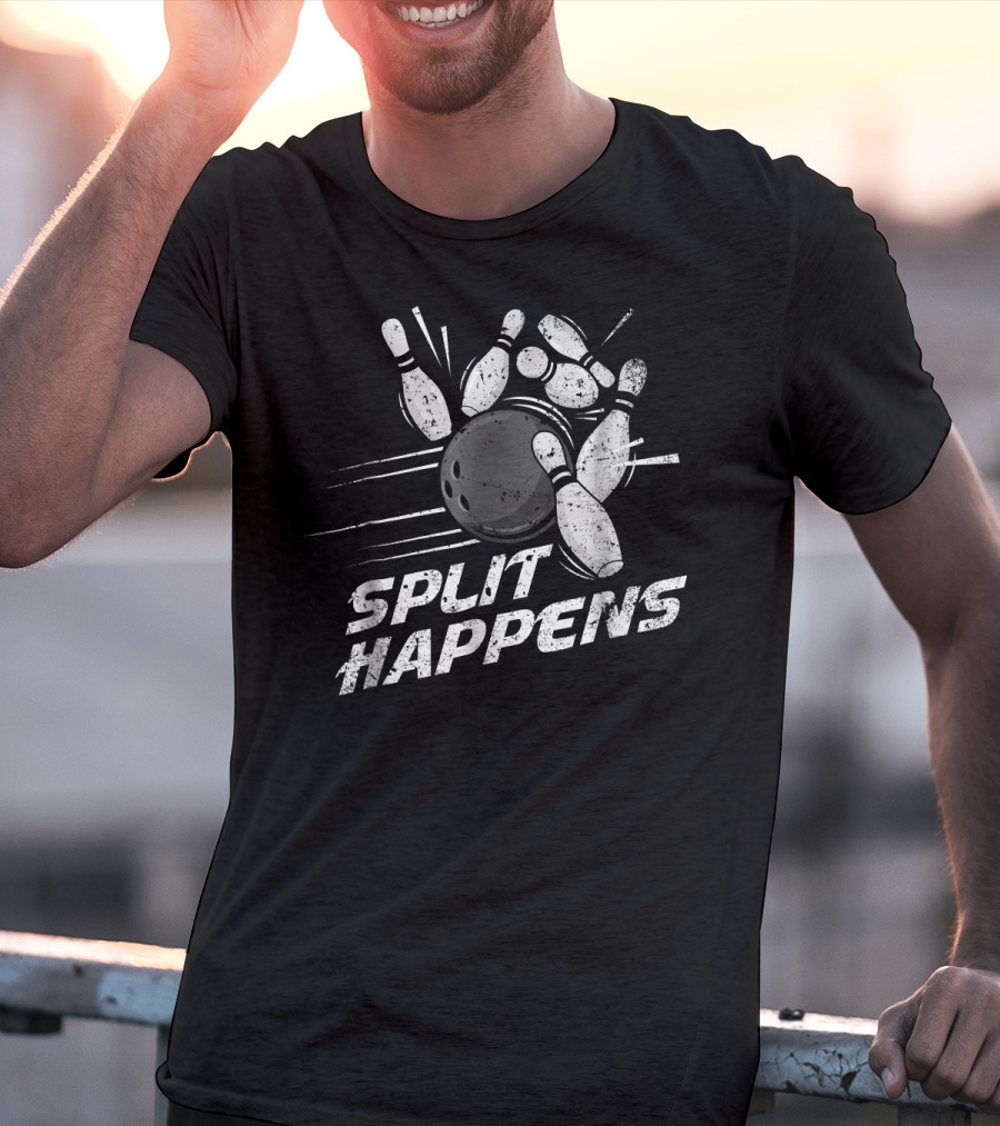 Split Happens Distressed Bowling Humor T-Shirt