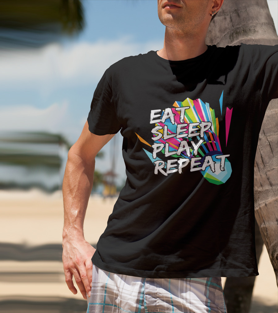 Eat Sleep Play Repeat Badminton Shuttlecock T-Shirt