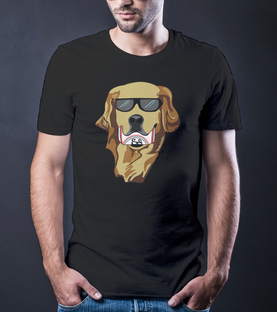 Golden Retriever Wearing Sunglasses Holding Beer Can T-Shirt