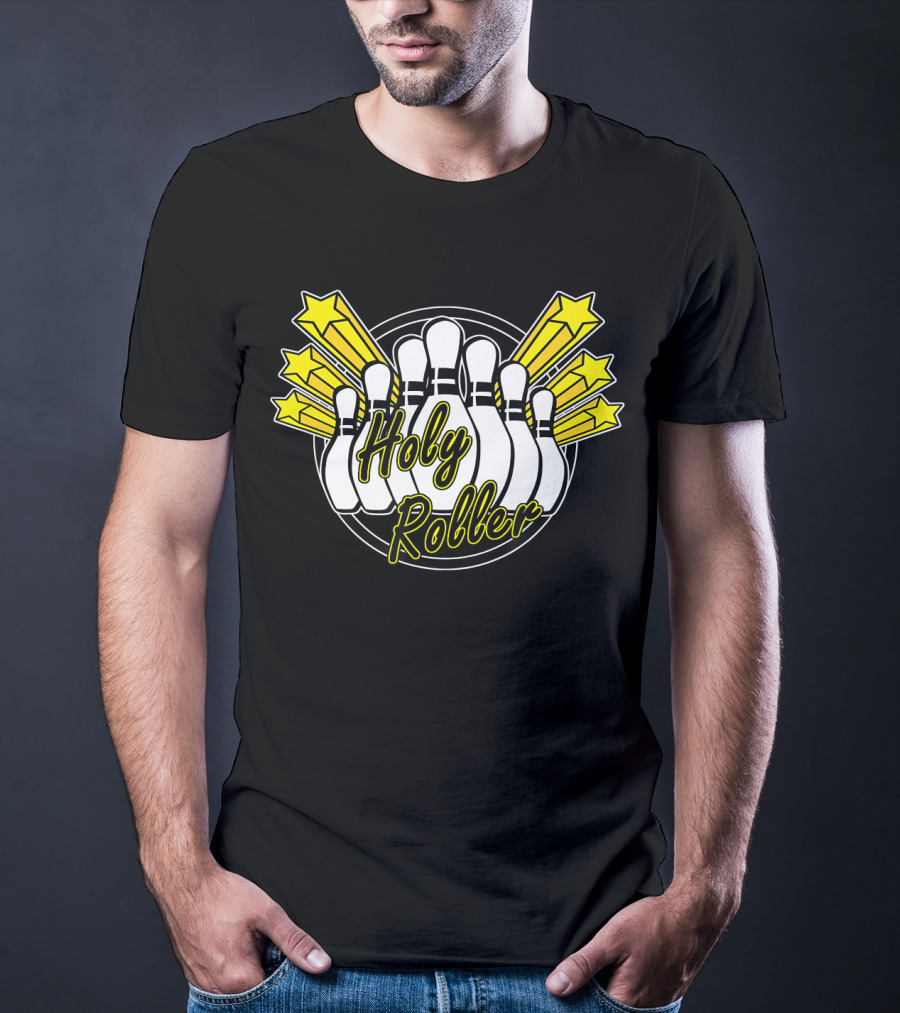 Holy Roller Bowling Pin Stars Retro Funny T-Shirt