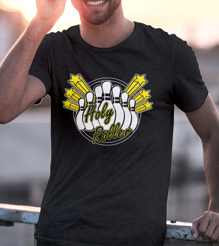 Holy Roller Bowling Pin Stars Retro Funny T-Shirt