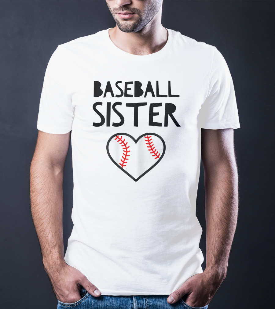 Baseball Sister Heart Baseball Stitches T-Shirt