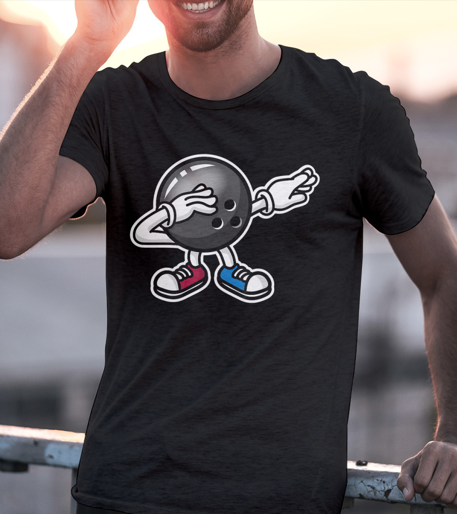Funny The Dab Dabbing Bowling Ball Kid Bowle Sneakers T-Shirt