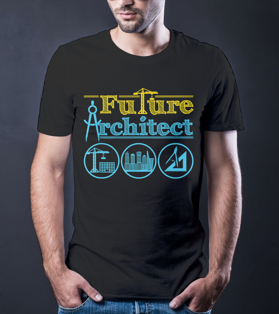 Future Architect Architecture Crane Compass Skyline Drafting T-Shirt