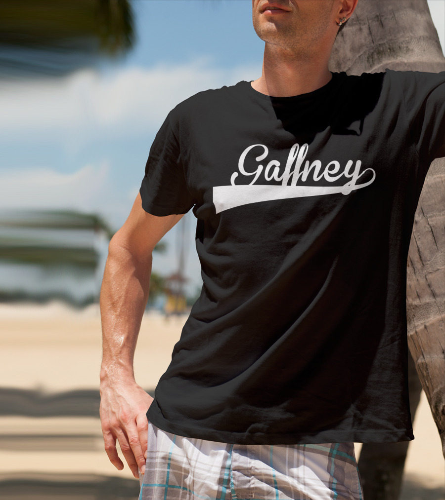 Gaffney Baseball Softball Styled Text With Curve Tail T-Shirt