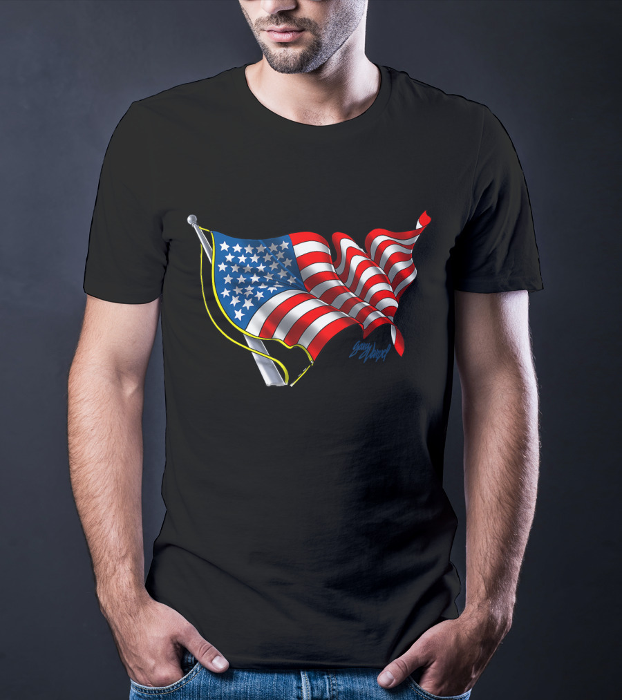 God Bless America Flag Waving T-Shirt