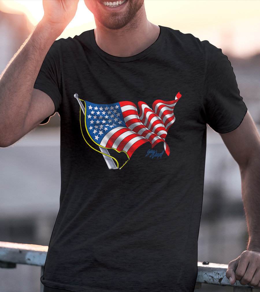 God Bless America Flag Waving T-Shirt