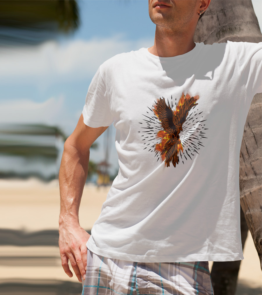 Gothic Burning Phoenix Motorcycle Riders Wil Fire Bird Flames T-Shirt
