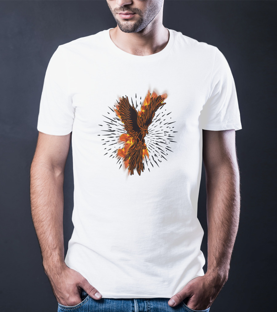 Gothic Burning Phoenix Motorcycle Riders Wil Fire Bird Flames T-Shirt