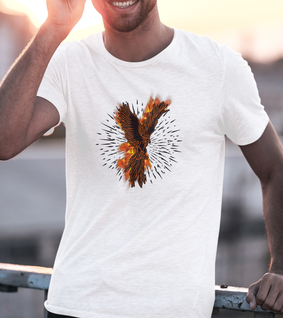 Gothic Burning Phoenix Motorcycle Riders Wil Fire Bird Flames T-Shirt