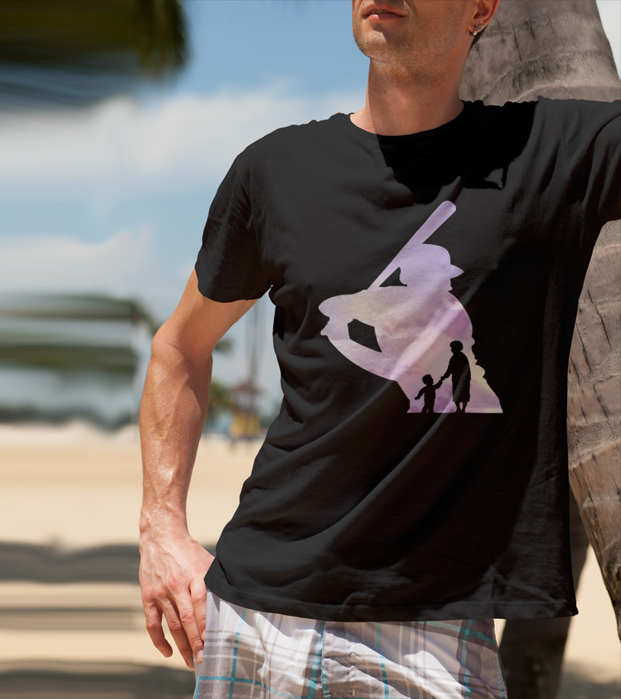 Grandma Behind Every Player Baseball Silhouette With Child Holding Hands T-Shirt