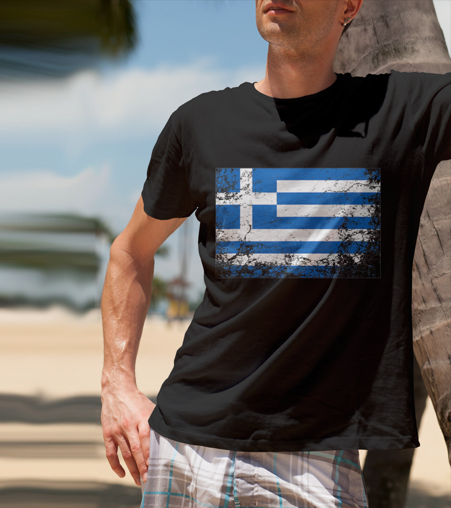 Distressed Vintage Greek National Flag T-Shirt