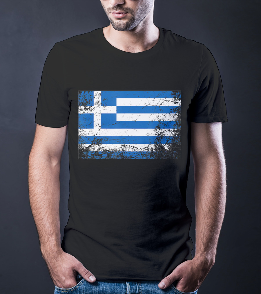 Distressed Vintage Greek National Flag T-Shirt