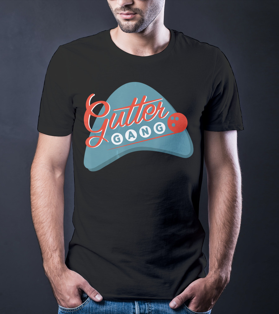 Gutter Gang Bowling League Team Retro Bowling Ball T-Shirt