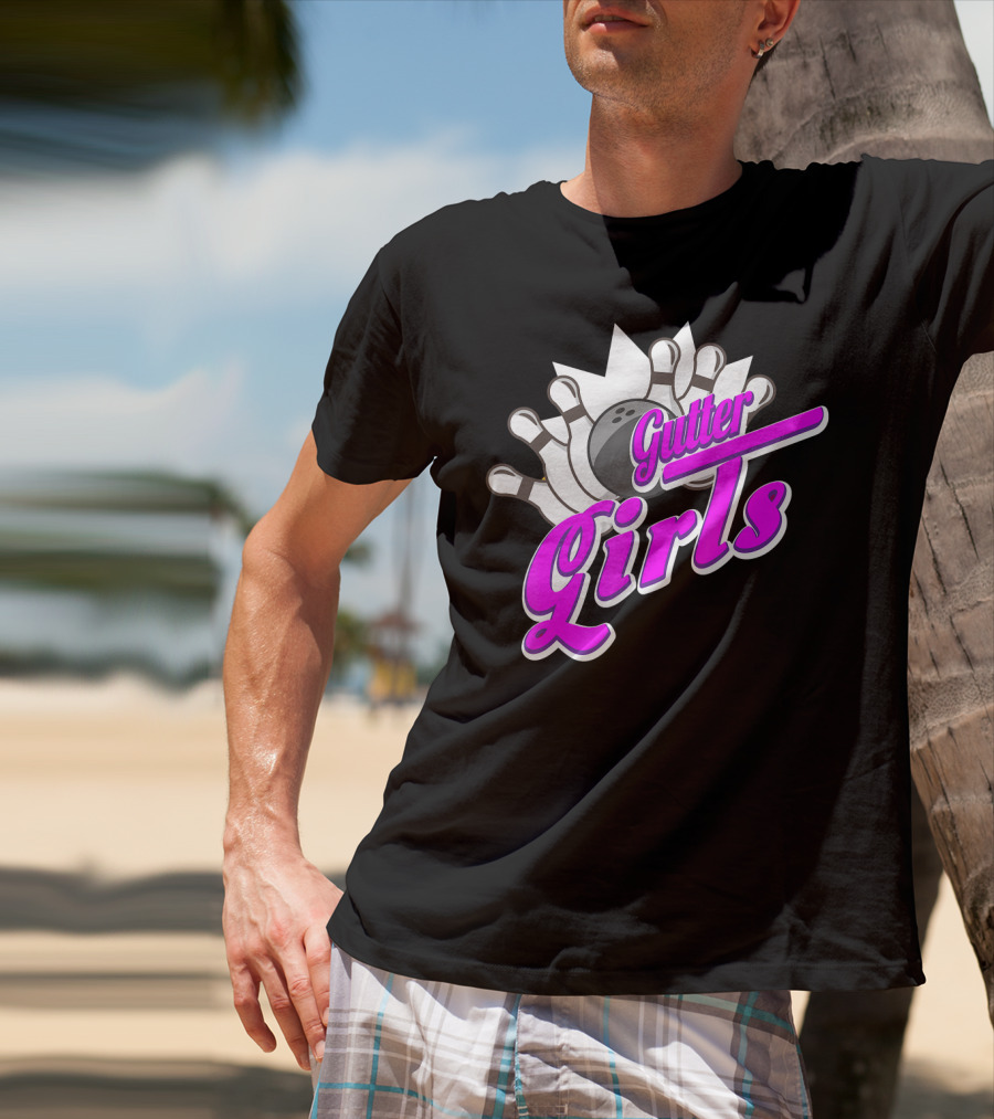 Gutter Girls Bowling Ball Pin Bowler Retro T-Shirt