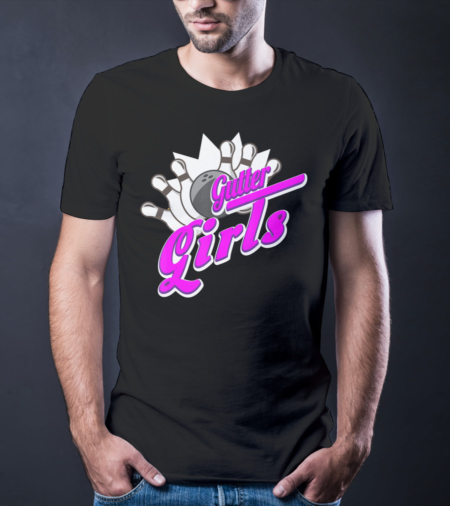 Gutter Girls Bowling Ball Pin Bowler Retro T-Shirt