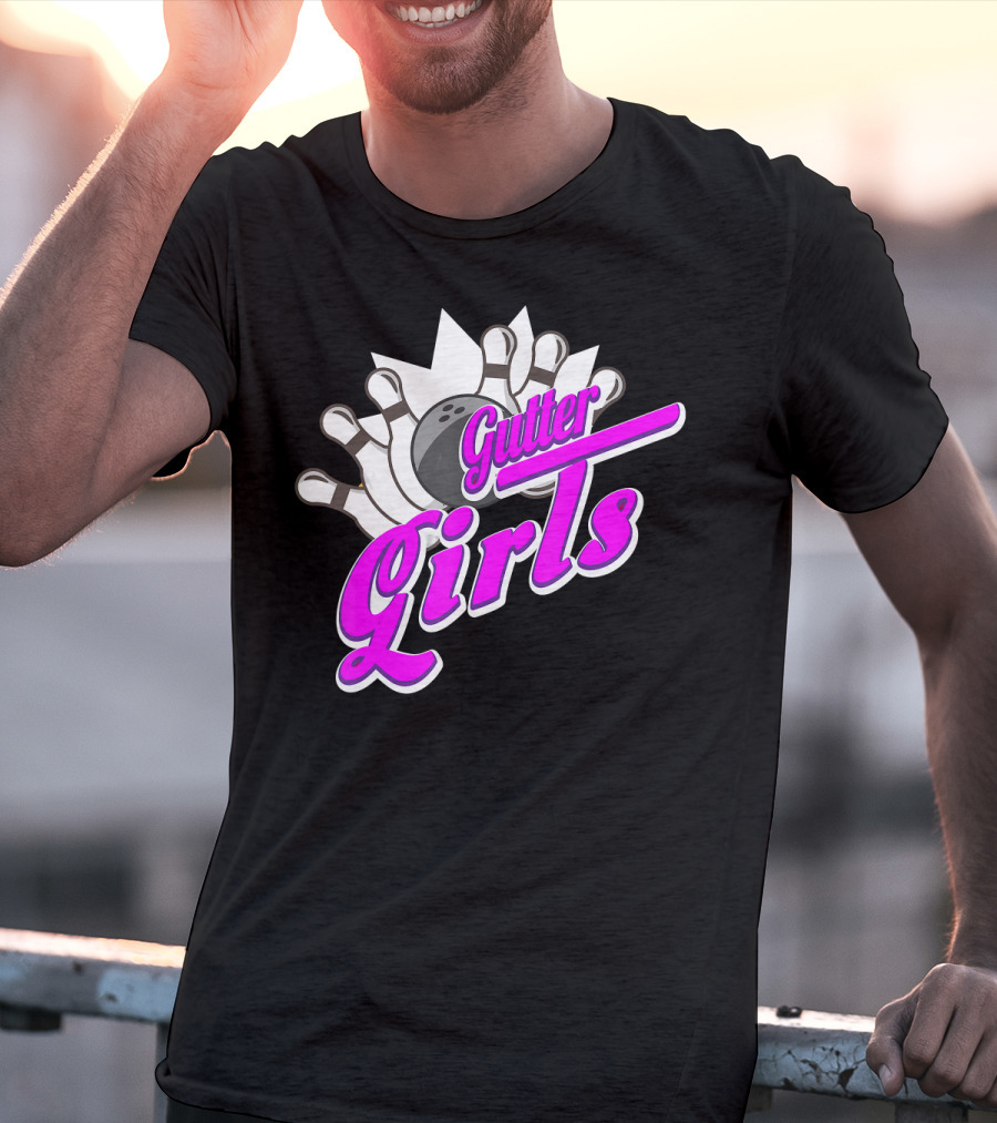 Gutter Girls Bowling Ball Pin Bowler Retro T-Shirt