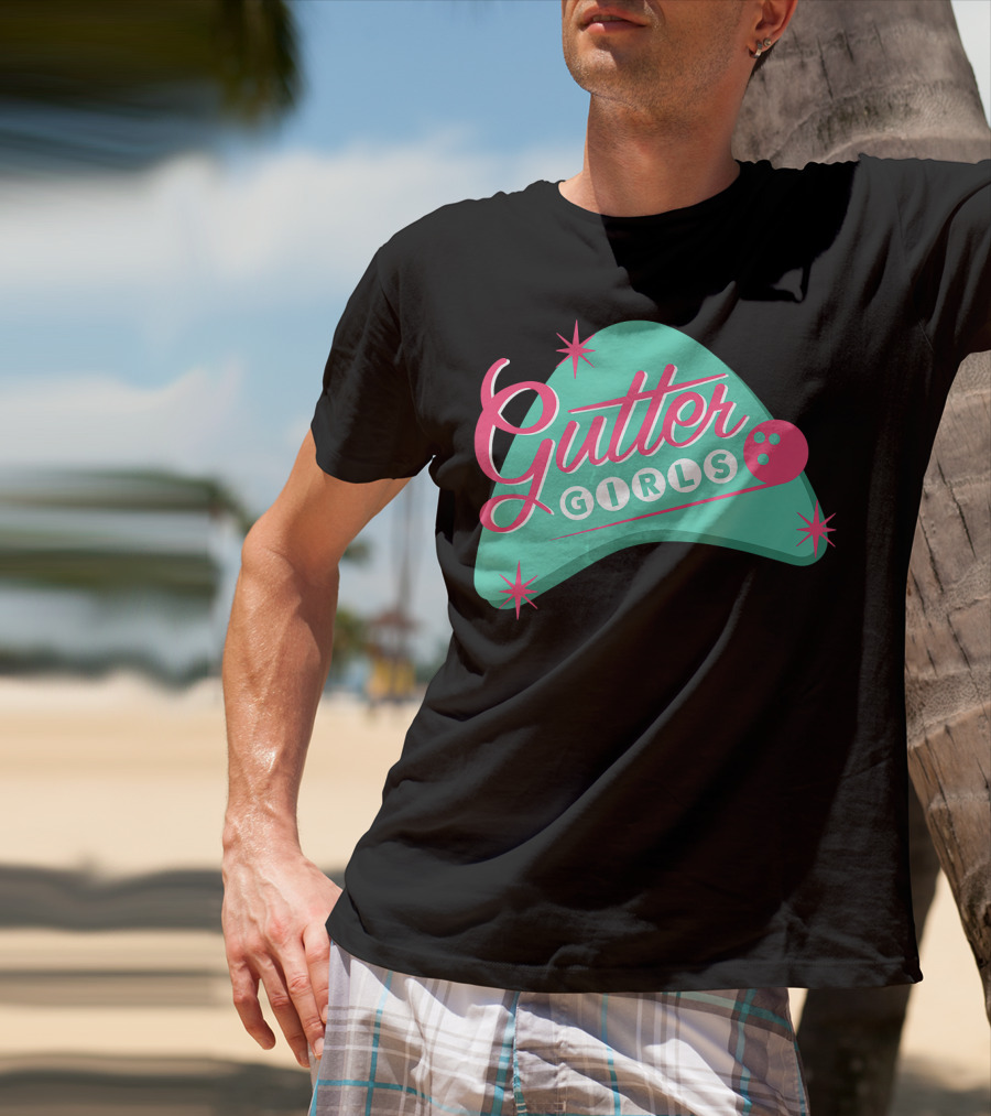Gutter Girls Bowling Team Retro Logo Pastel T-Shirt