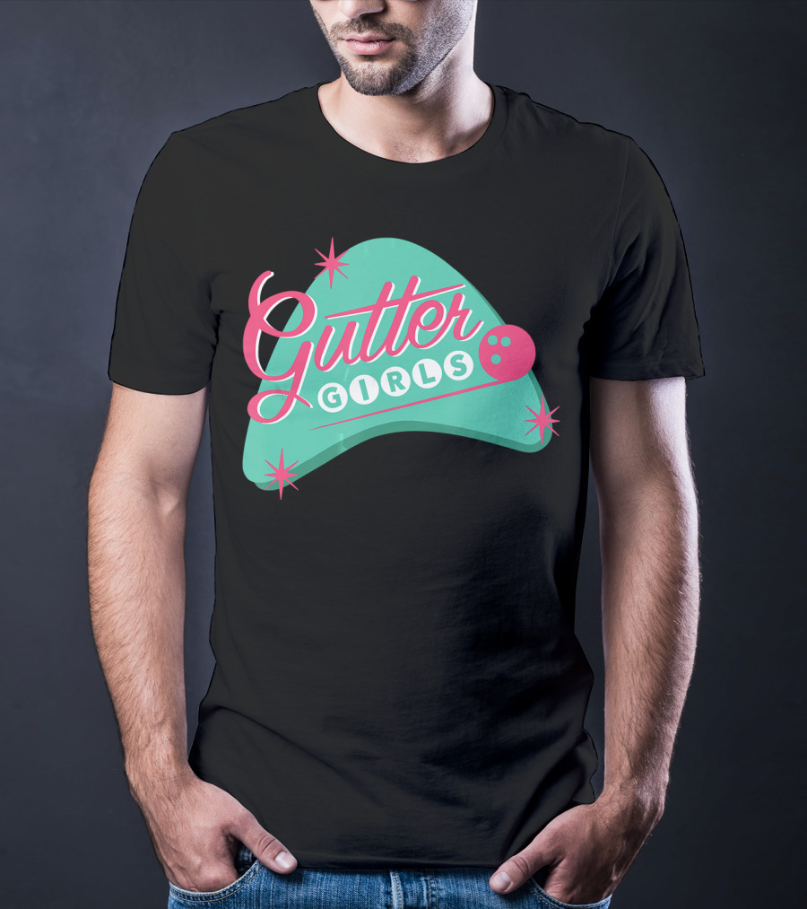 Gutter Girls Bowling Team Retro Logo Pastel T-Shirt