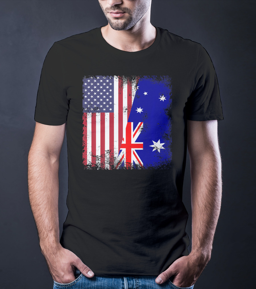 Vintage Half American Australian Flag Iconic T-Shirt