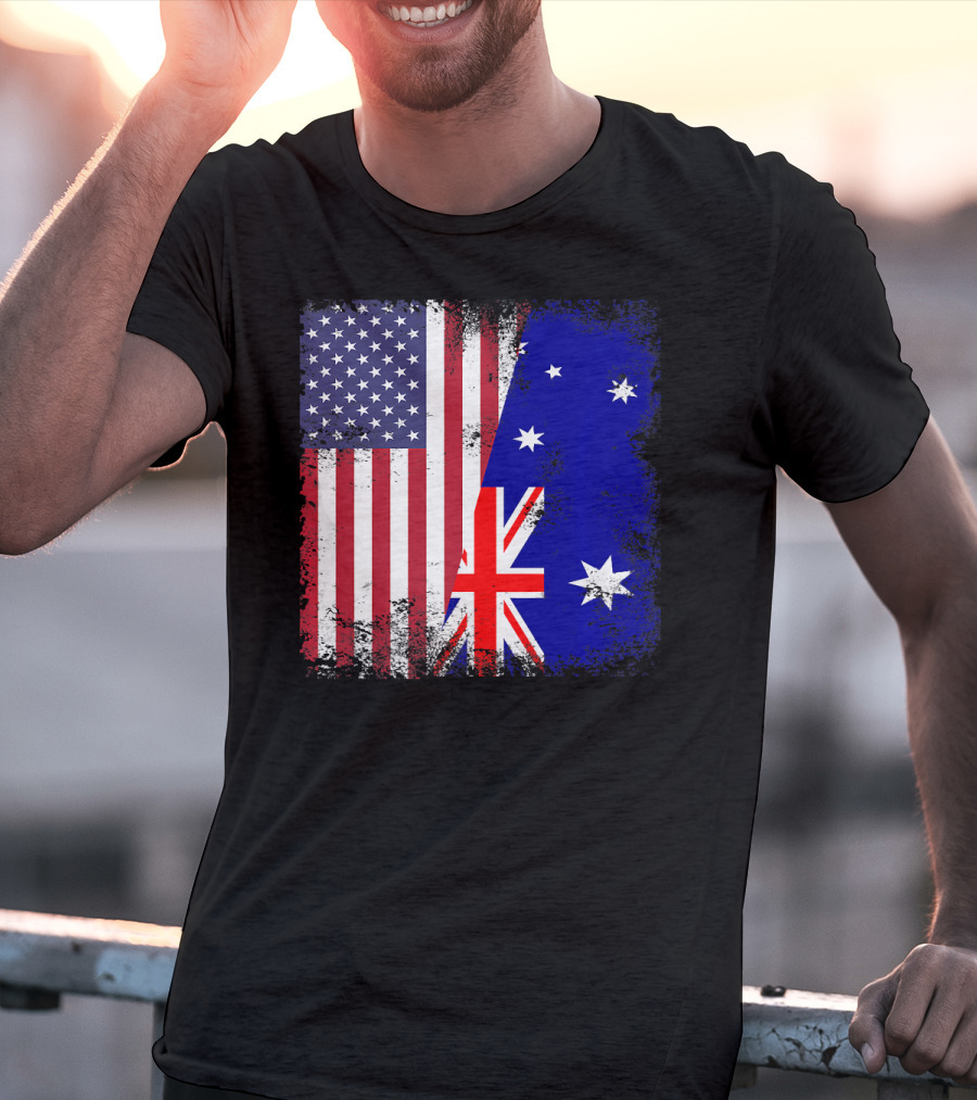 Vintage Half American Australian Flag Iconic T-Shirt