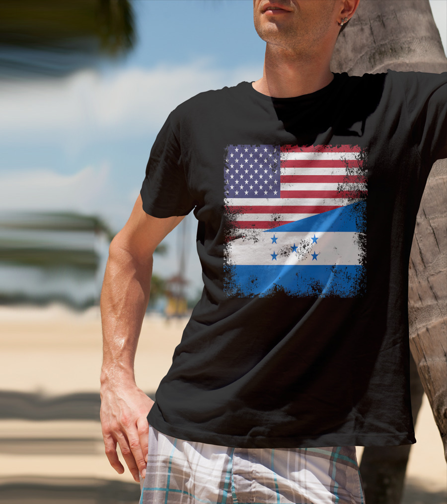 Half Honduran Half American Flag Vintage Hon T-Shirt