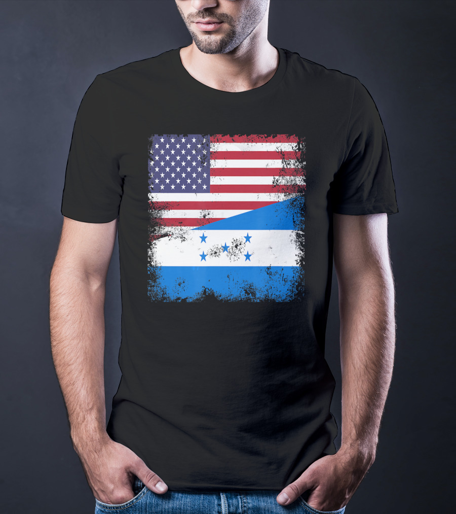 Half Honduran Half American Flag Vintage Hon T-Shirt