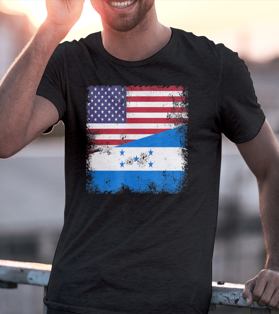 Half Honduran Half American Flag Vintage Hon T-Shirt