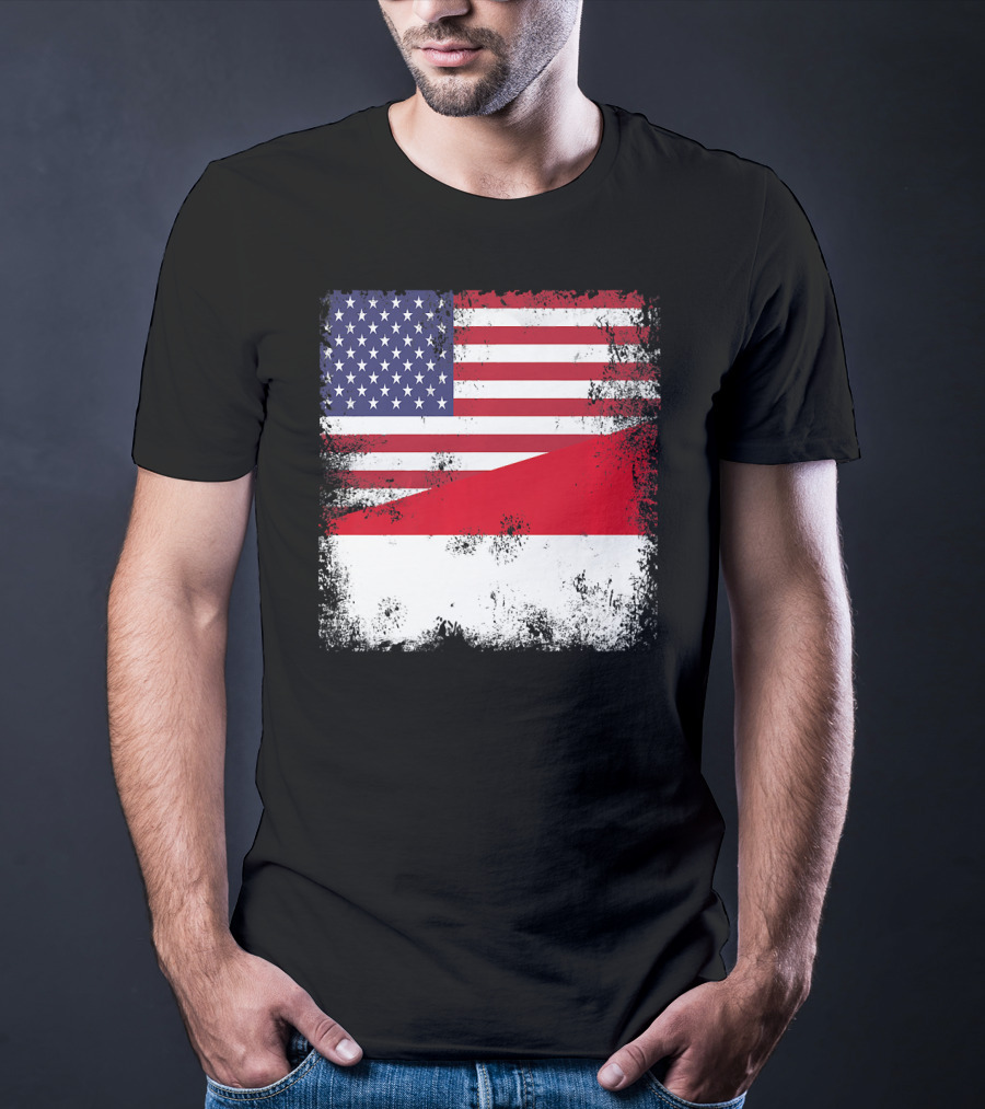 Half Indonesian Half American Flag Vintage Indo USA Fusion T-Shirt