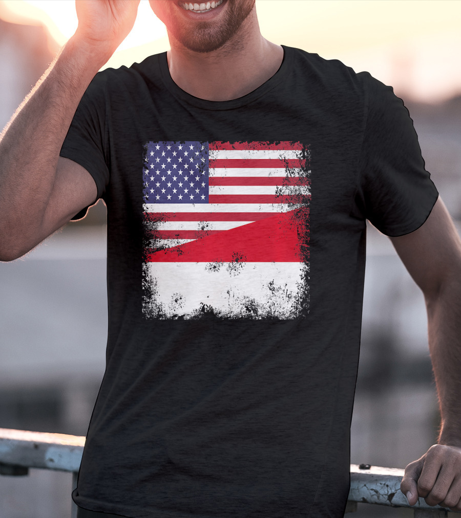 Half Indonesian Half American Flag Vintage Indo USA Fusion T-Shirt
