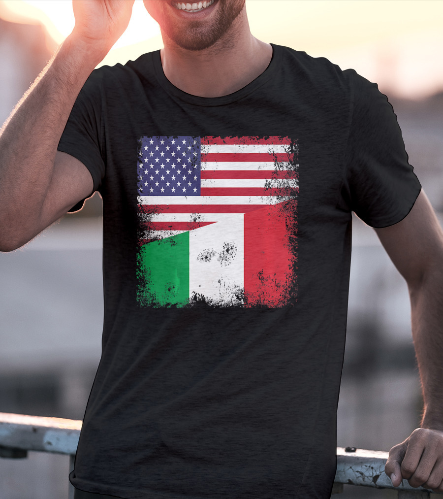 Half Italian Flag Vintage Italy U.S. American Grunge T-Shirt