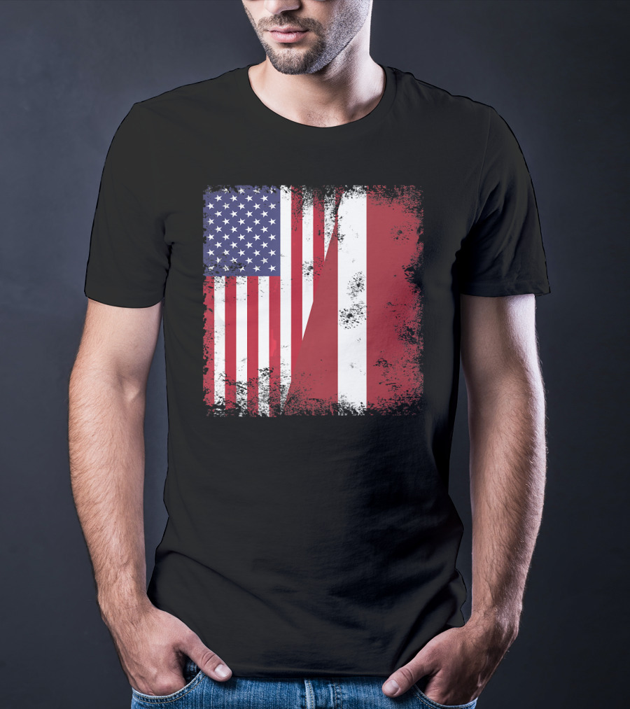 Half Latvian Half American Flag Vintage Latvia U T-Shirt