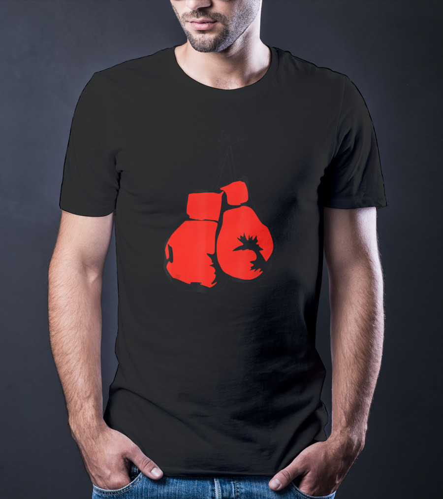 Hanging Red Boxing Gloves With Rooster T-Shirt