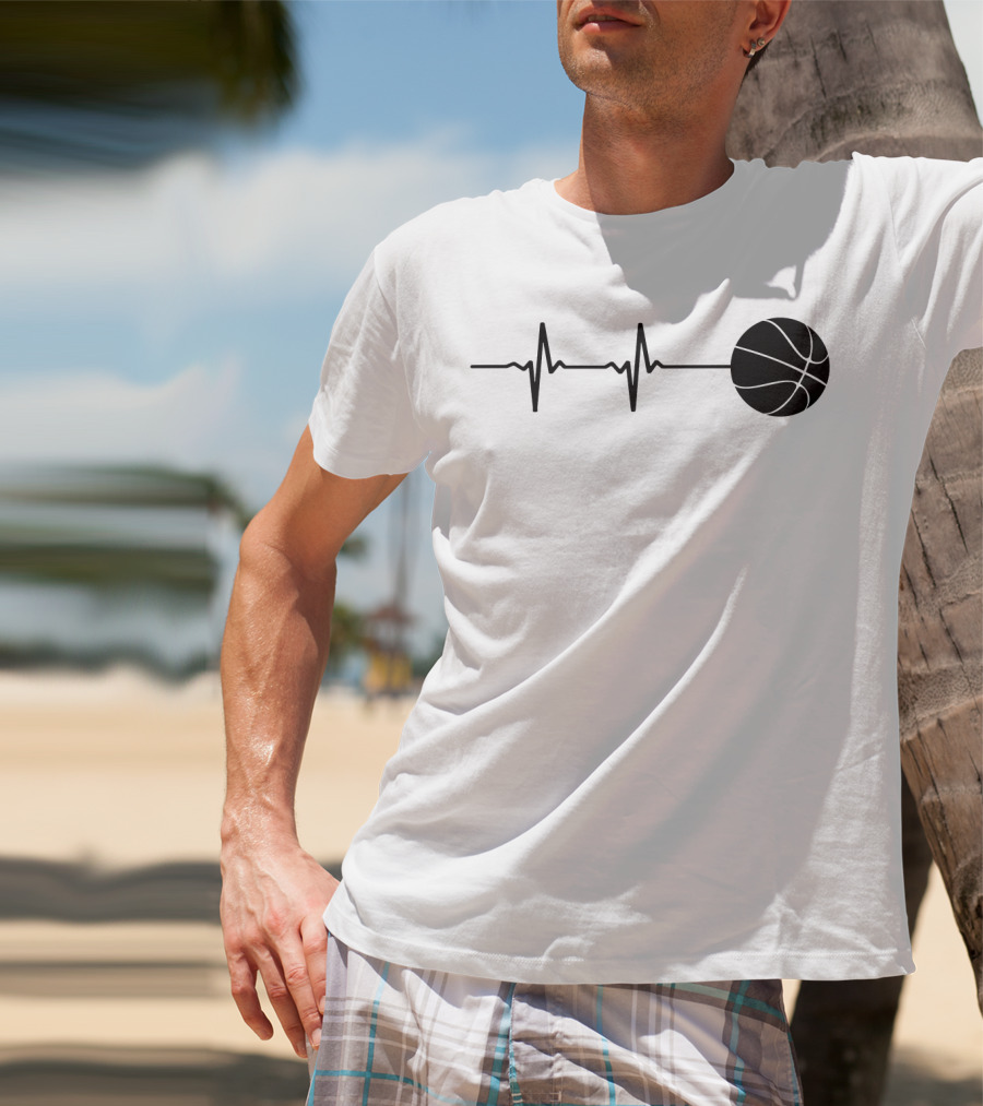 Heartbeat Basketball Player Pulse Path T-Shirt
