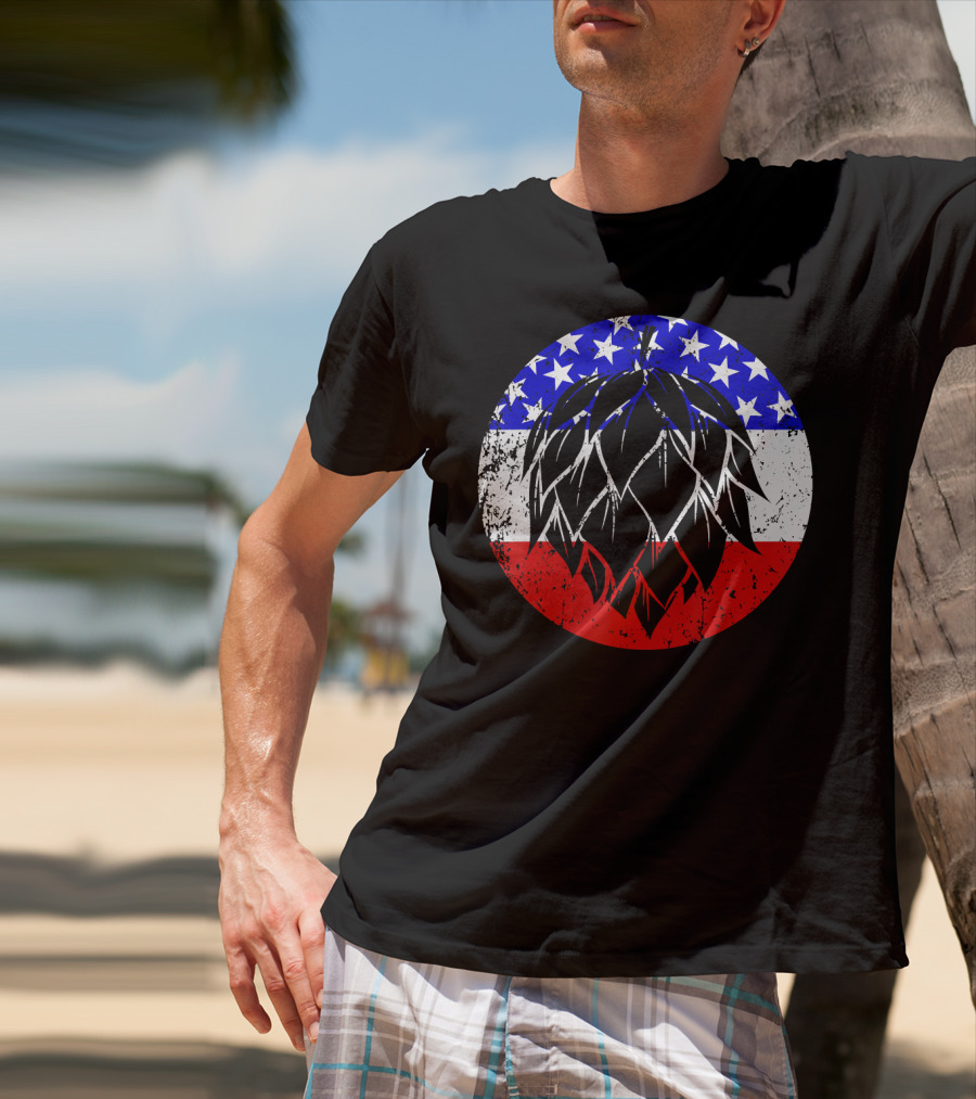 Hops Style Craft Beer American Flag Circle T-Shirt