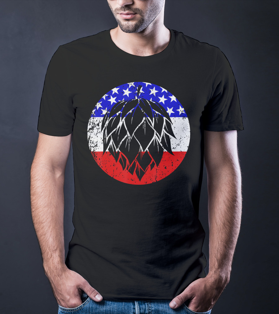 Hops Style Craft Beer American Flag Circle T-Shirt