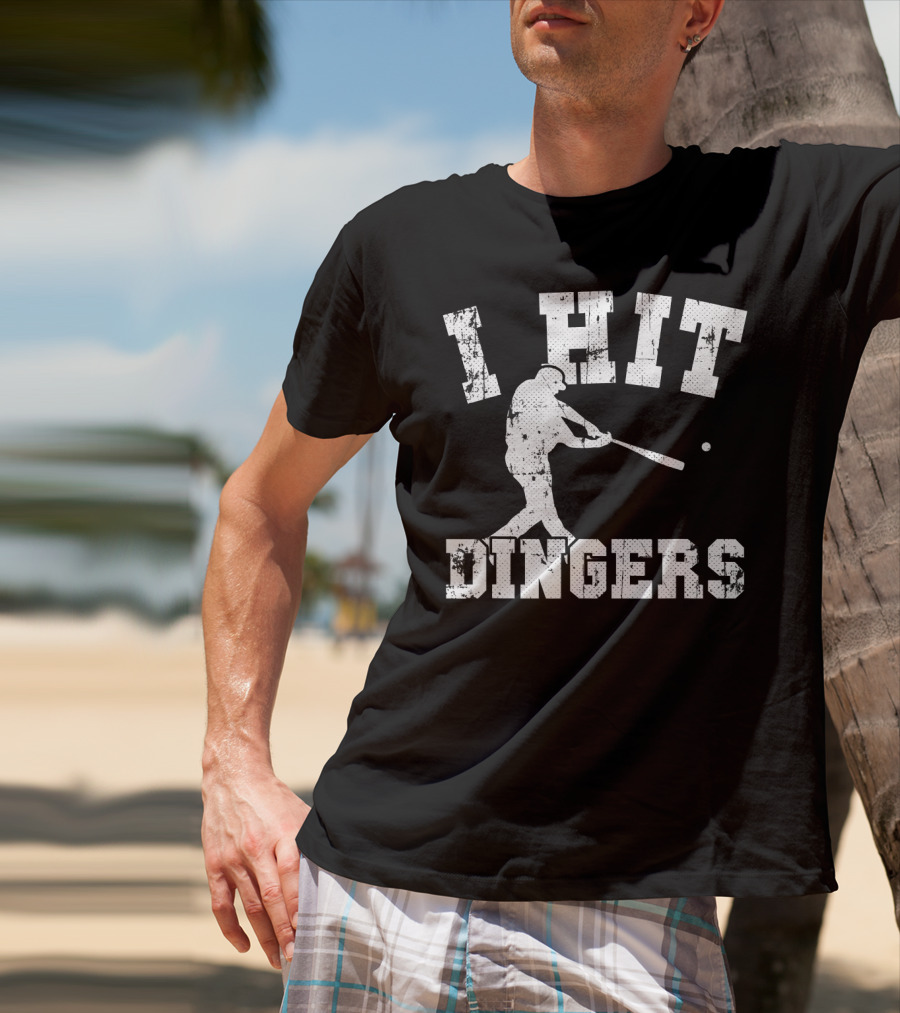 I Hit Dingers Baseball Batting T-Shirt