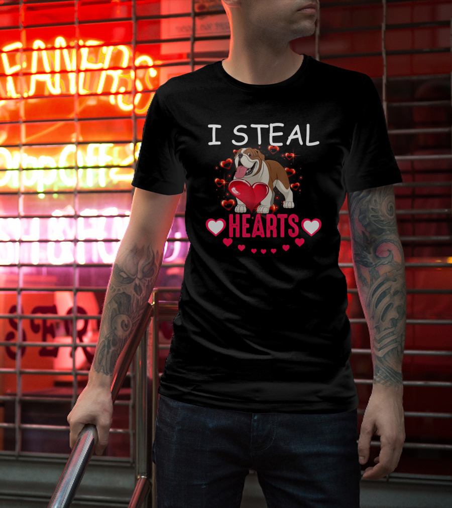 I Steal Hearts Bulldog Hearts T-Shirt