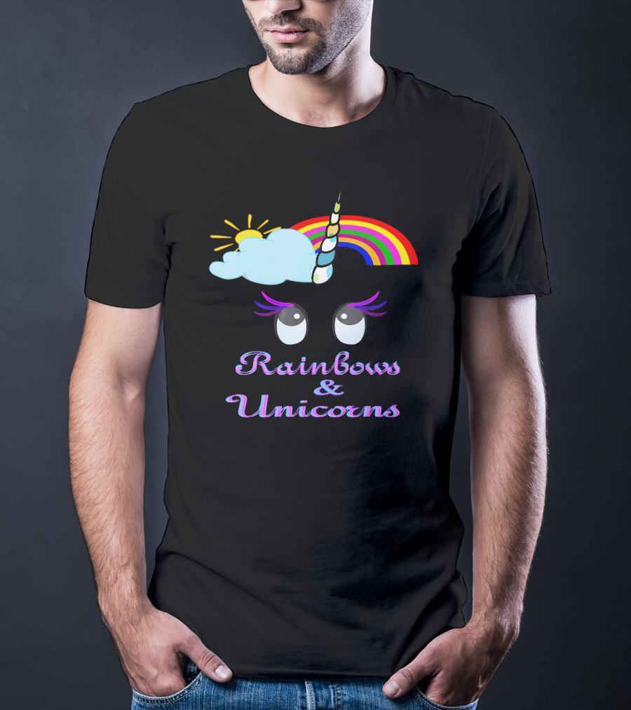 Rainbows And Unicorns Clouds And Sun Dreamy Eyes T-Shirt