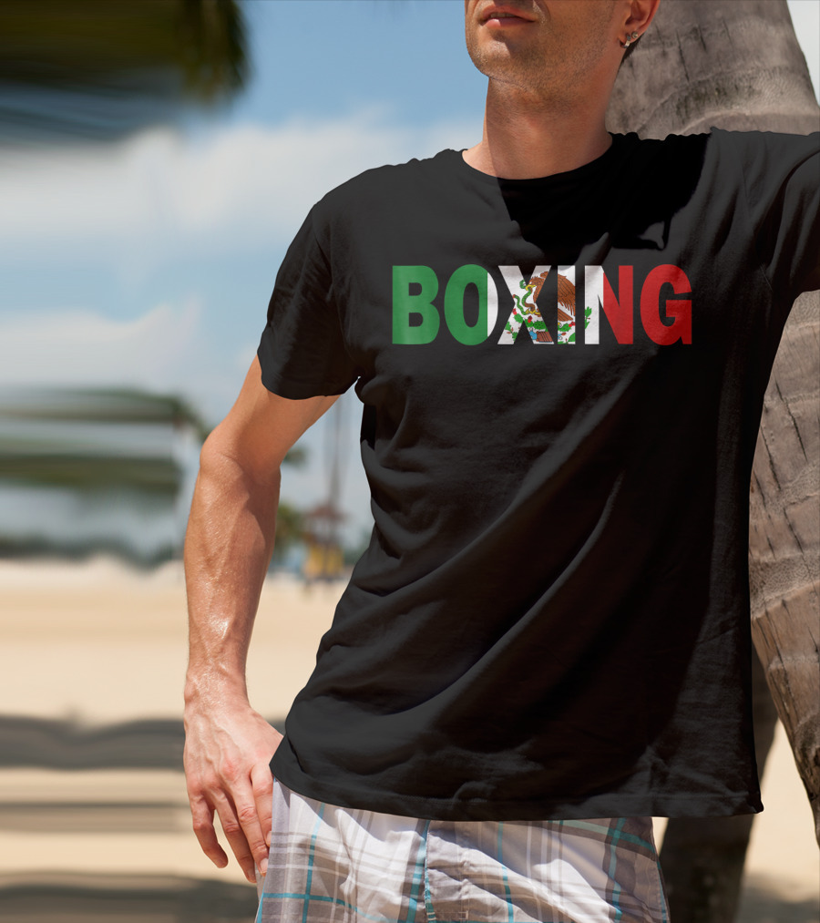 Boxing Mexican Flag Eagle Emblem T-Shirt