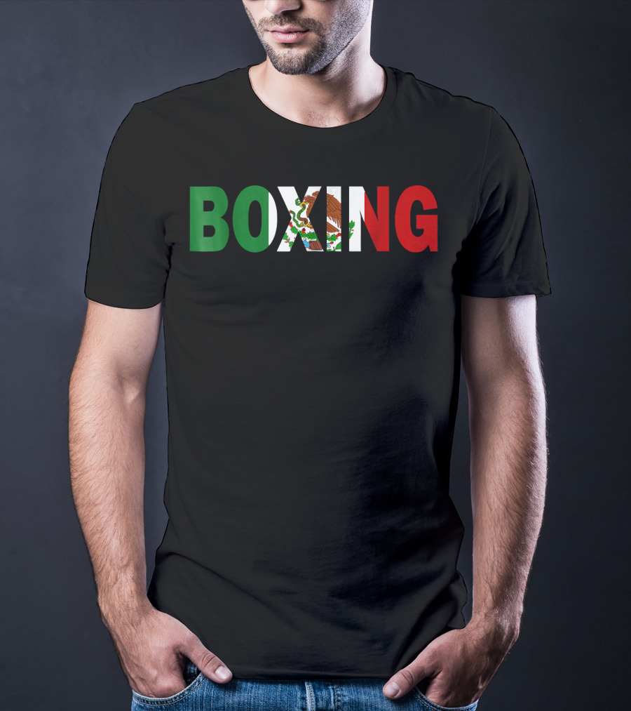 Boxing Mexican Flag Eagle Emblem T-Shirt