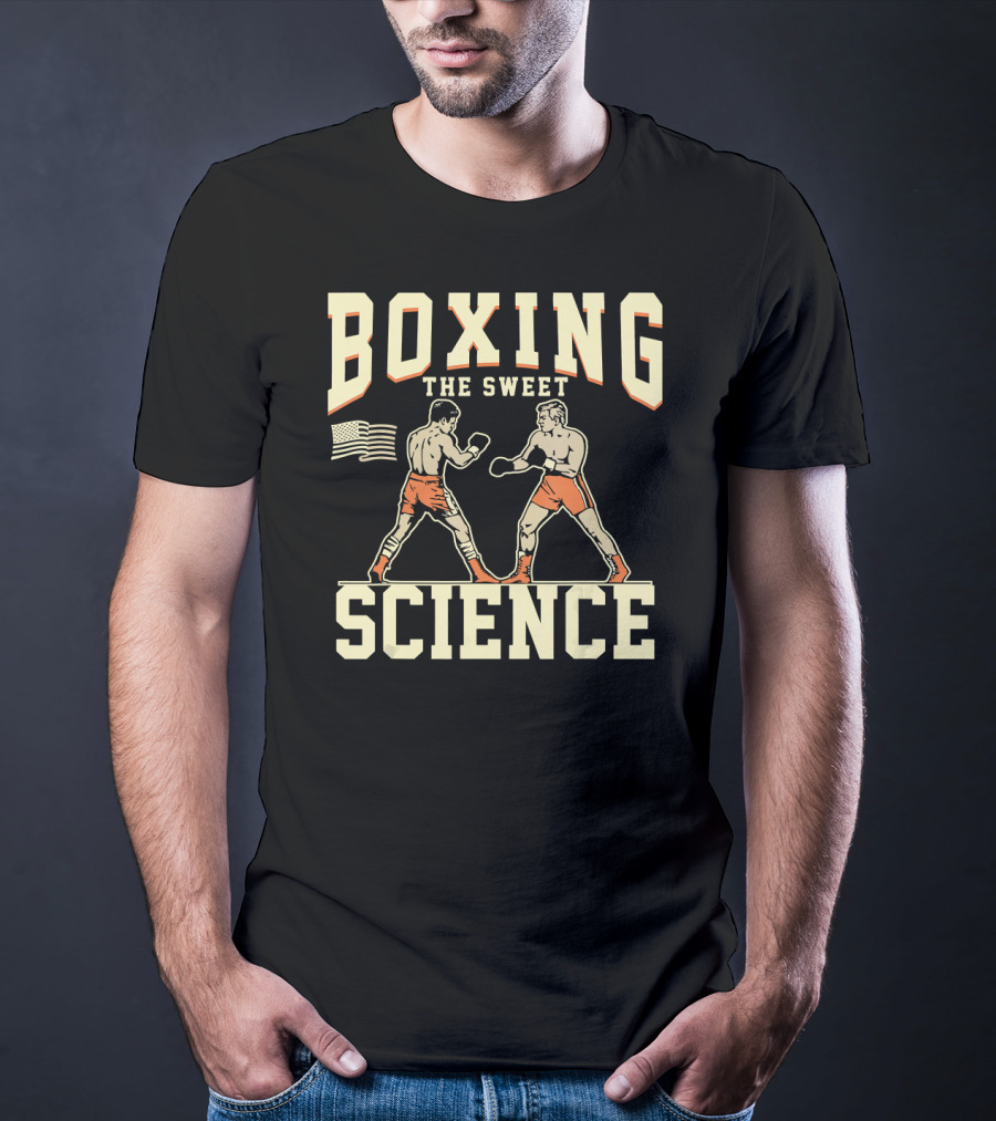 Boxing The Sweet Science Boxer American Flag T-Shirt