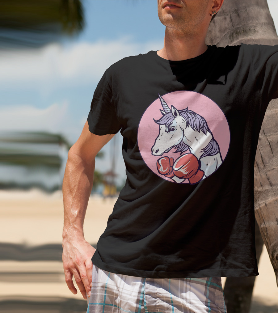 Unicorn Boxing Punchin' Power With Gloves T-Shirt